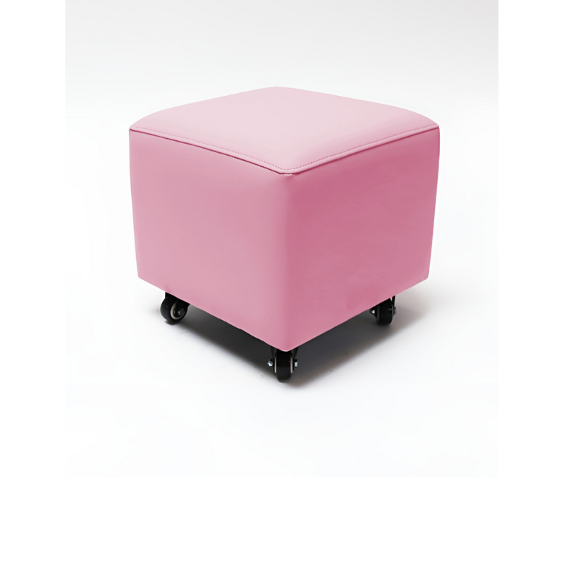 Belava Shorty Nail Tech Stool In Pink Square Salon Chair