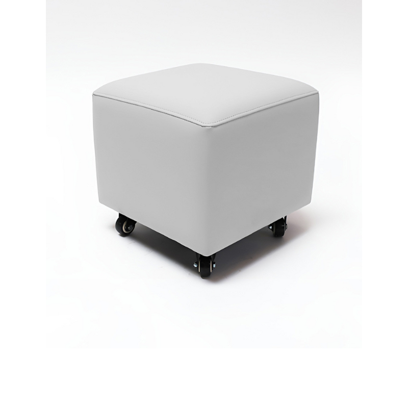 Belava Shorty Nail Tech Stool In White Modern Square Salon Chair
