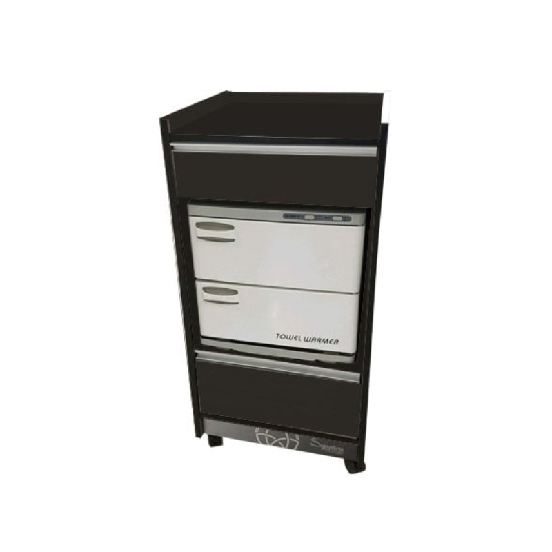 Custom_Craftworks_T200_Trolley Salon Cart_in_Black_Beauty With Warm Towel Storage