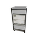 Custom_Craftworks_T200_Trolley_Cart_in_Gray, Salon Cart, Open Storage for Towel Warmer, Two Drawers, Light Gray Laminate