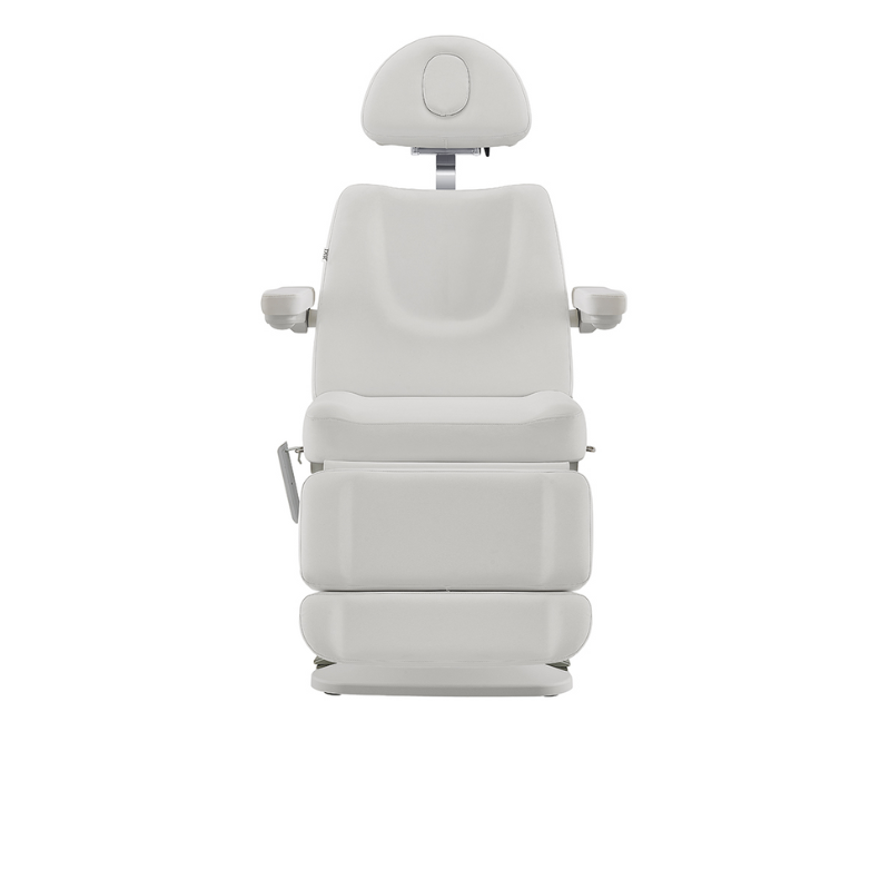 DIR Aurora Medical Gynecology Spa Table Chair with 4 Motors, Plus Hand & Foot Remote in White With Adjustable Head Rest Height Front View