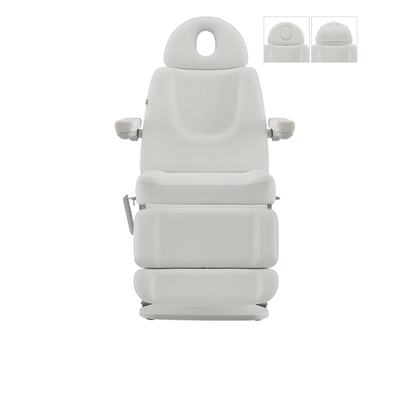 DIR Aurora Medical Gynecology Spa Table Chair with 4 Motors, Plus Hand & Foot Remote in White With Adjustable Head Rest Variations Front View