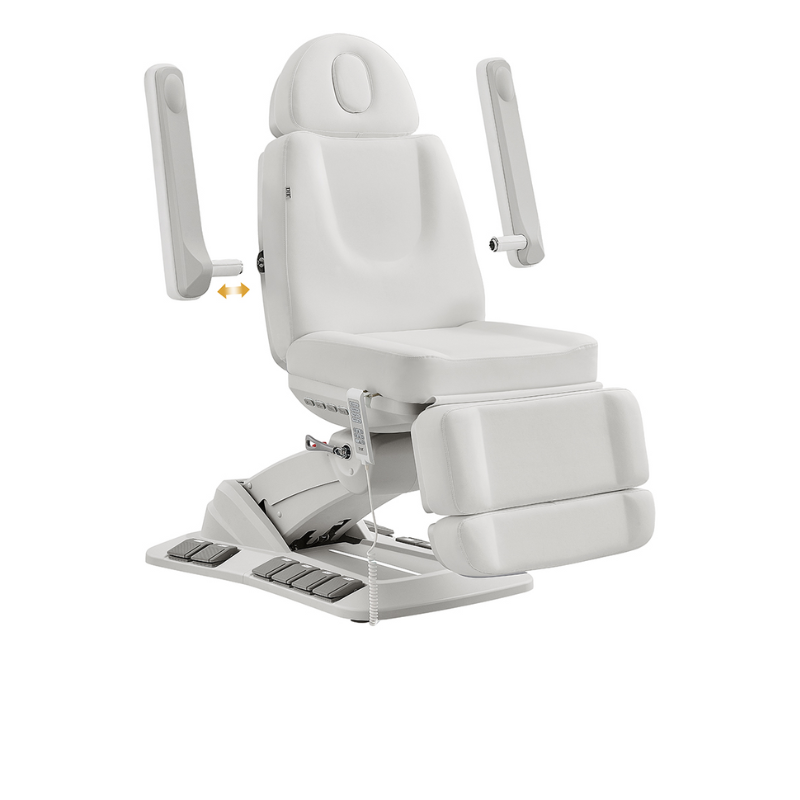 DIR Aurora Medical Gynecology Spa Table Chair with 4 Motors, Plus Hand & Foot Remote in White With Adjustable and Detachable Armrests