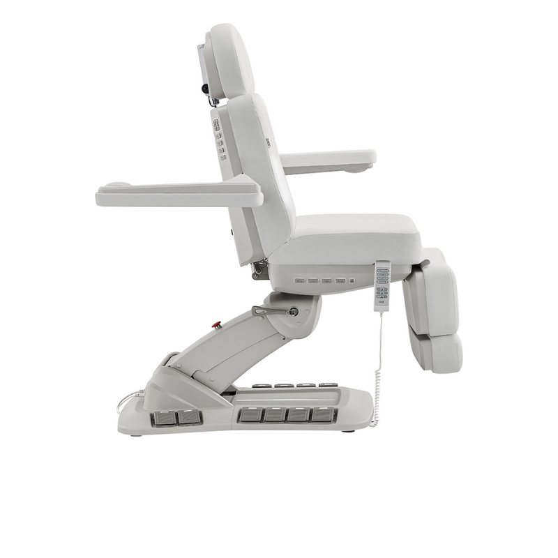 DIR Aurora Medical Gynecology Spa Table Chair with 4 Motors, Plus Hand & Foot Remote in White With Armrest Adjusted Backward