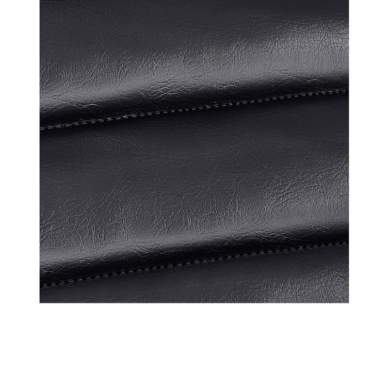 DIR Bella V Recline Massage Salon Shampoo Station Black Faux Leather and Stitching Closeup