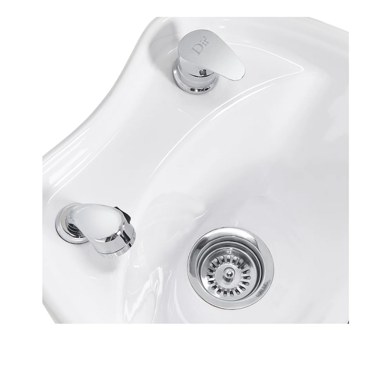 DIR Bella V Recline Massage Salon Shampoo Station White Sink Closeup