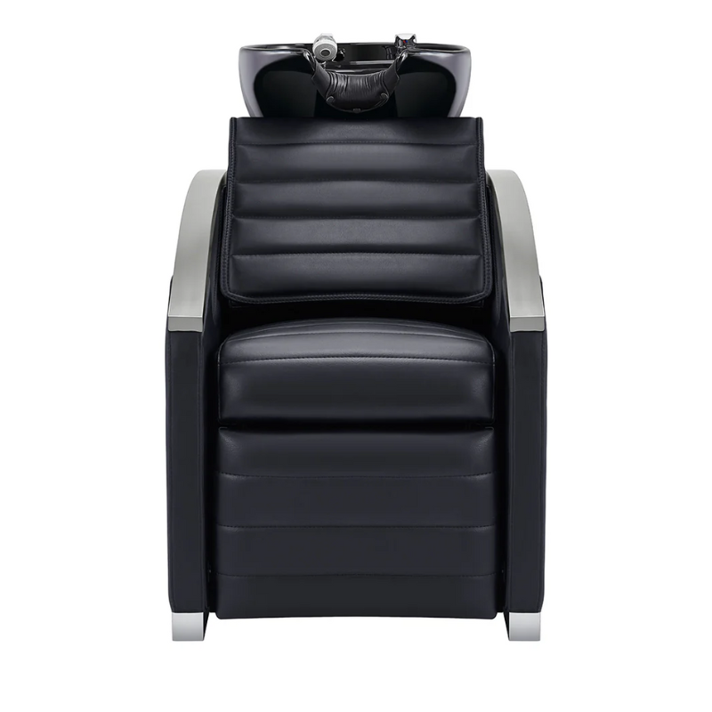 DIR Bella V Recline Massage Salon Shampoo Station in Black Front View