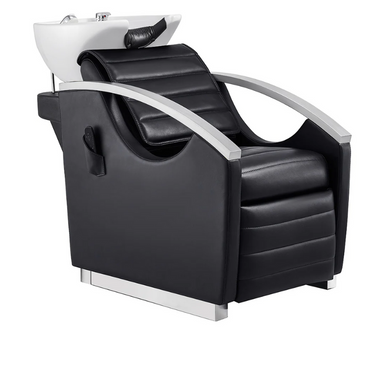 DIR Bella V Recline Massage Salon Shampoo Station in Black with White Shampoo Bowl