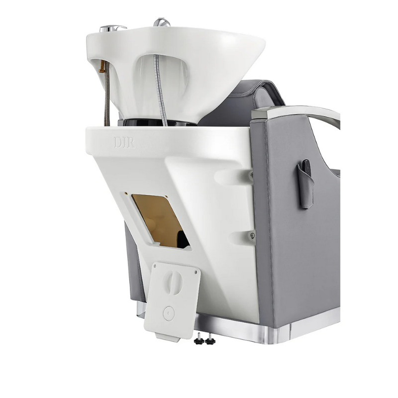 DIR Bella V Recline Massage Salon Shampoo Station in Gray Back View