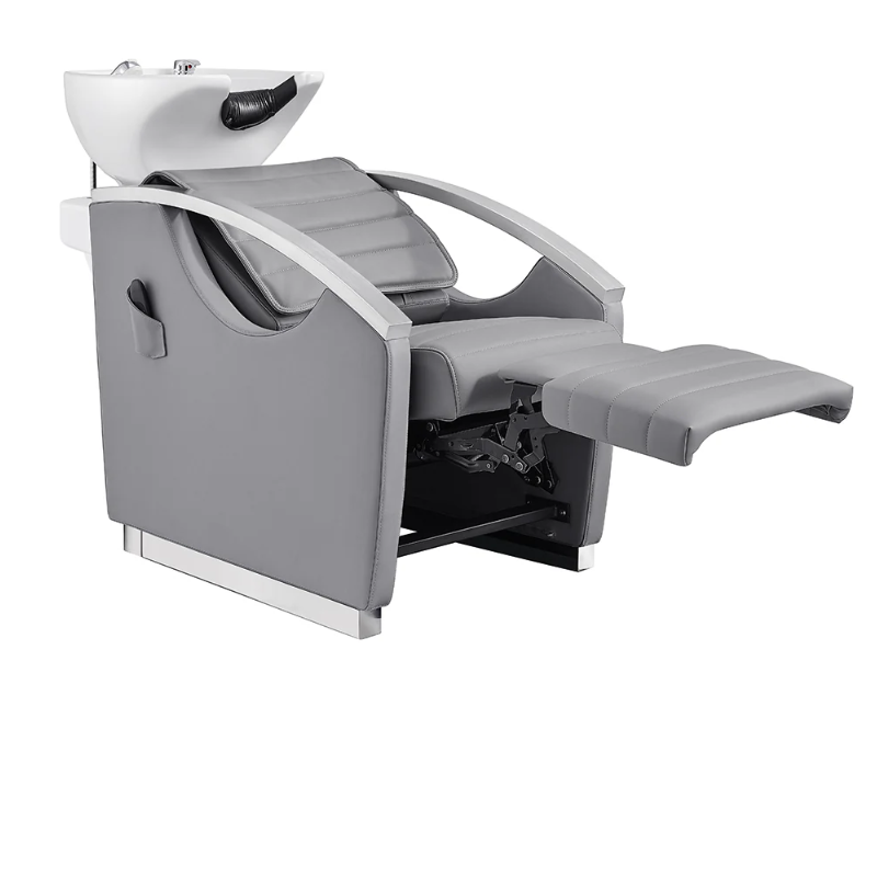 DIR Bella V Recline Massage Salon Shampoo Station in Gray with Extended Footrest