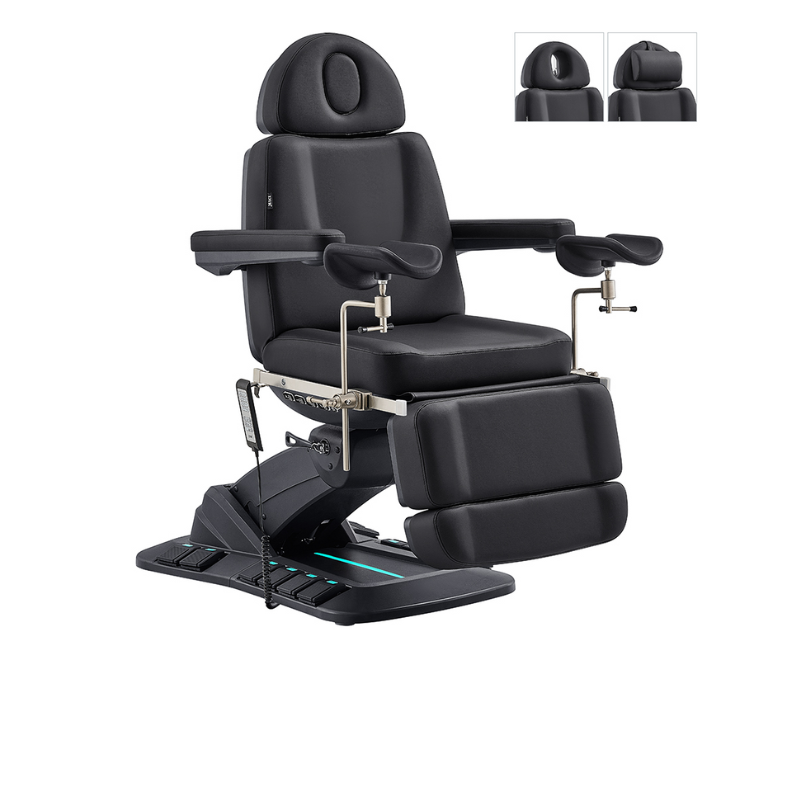 DIR Geneva Exam Chair Table Bed with stirrups OB GYN Gynecology in Black With Led Lights