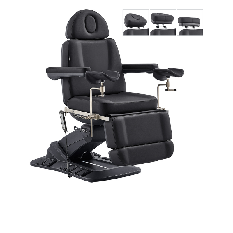 DIR Geneva Exam Chair Table Bed with stirrups OB GYN Gynecology in Black With adjustable head rest
