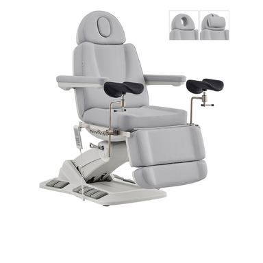 DIR Geneva Exam Chair Table Bed with stirrups OB GYN Gynecology in Gray Front View