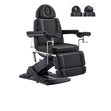 DIR Geneva Exam Chair Table Bed with stirrups OB GYN Gynecology in Black Front View
