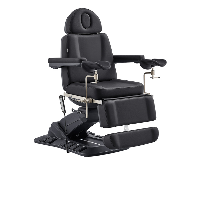 DIR Geneva Exam Chair Table with stirrups OB GYN Gynecology in Black With  stirrups 