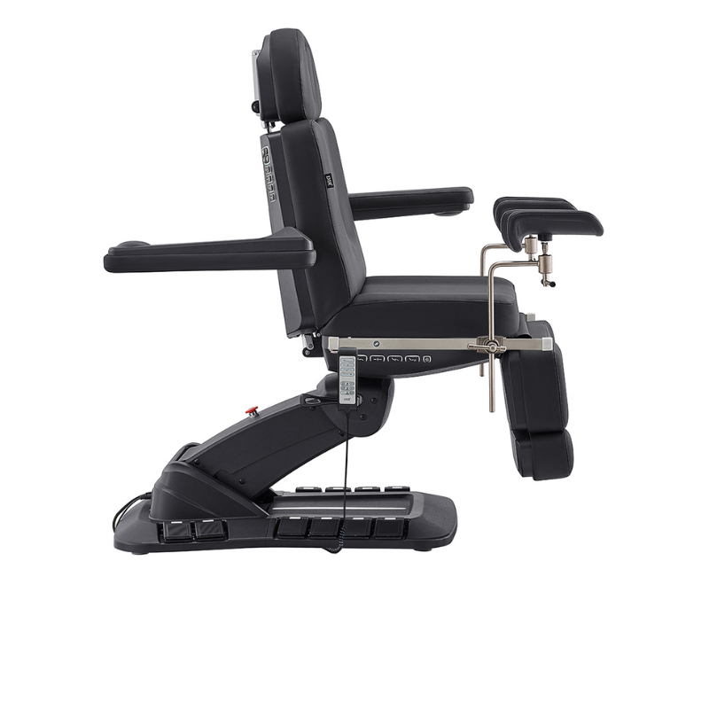 DIR Geneva Exam Chair Table with stirrups OB GYN Gynecology in Black adjusted armrest