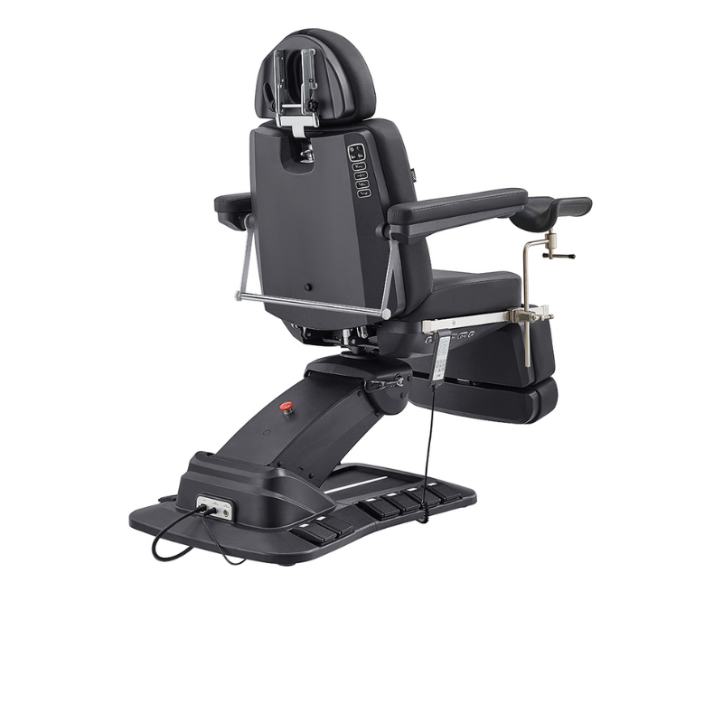 DIR Geneva Exam Chair Table with stirrups OB GYN Gynecology in Black back view