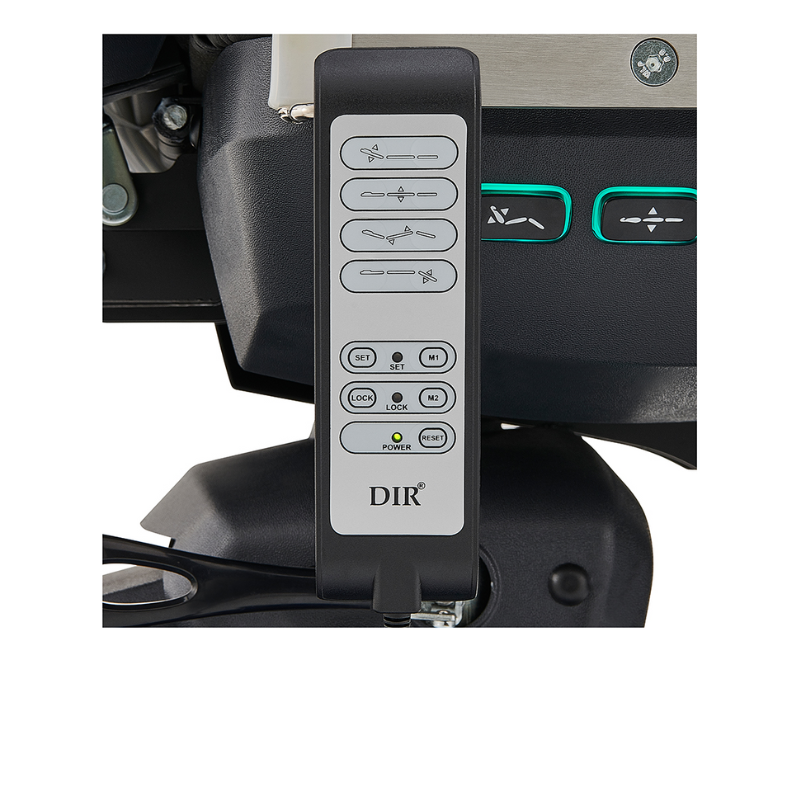 DIR Geneva Exam Chair Table with stirrups OB GYN Gynecology recline buttons remote closeup