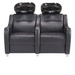 DIR Majestic Double Seats Shampoo Chair in Black with Black Shampoo Bowls Front View