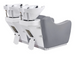 DIR Majestic Double Seats Shampoo Chair in Gray with White Shampoo Bowls Back View Steel Support