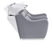 DIR Majestic Double Seats Shampoo Chair in Gray with White Shampoo Bowls Side View