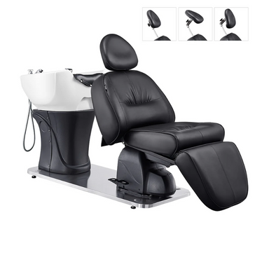 DIR Maximus Spa Salon Reclining Shampoo Bed with Rotating Seat in Black