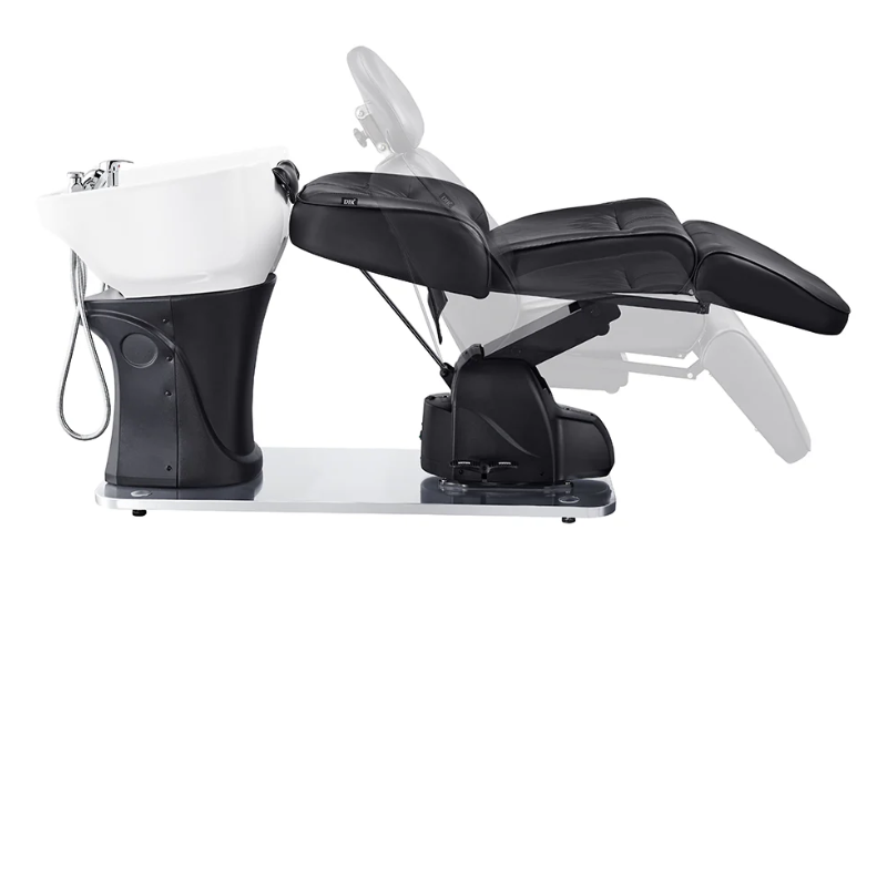 DIR Maximus Spa Salon Reclining Shampoo Bed with Rotating Seat in Black Fully Reclined