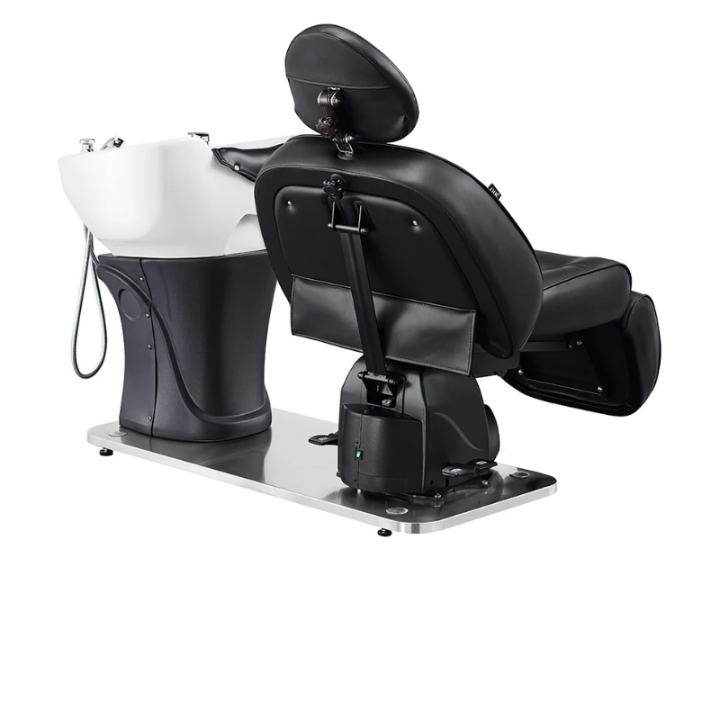 DIR Maximus Spa Salon Reclining Shampoo Bed with Rotating Seat in Black With Chair Rotation