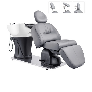 DIR Maximus Spa Salon Reclining Shampoo Bed with Rotating Seat in Gray