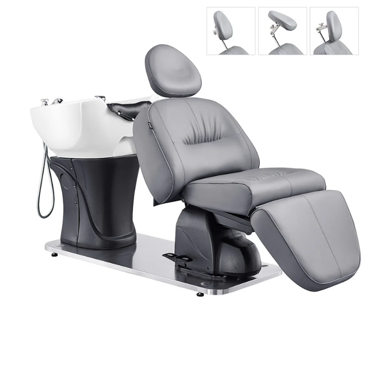 DIR Maximus Spa Salon Reclining Shampoo Bed with Rotating Seat in Gray