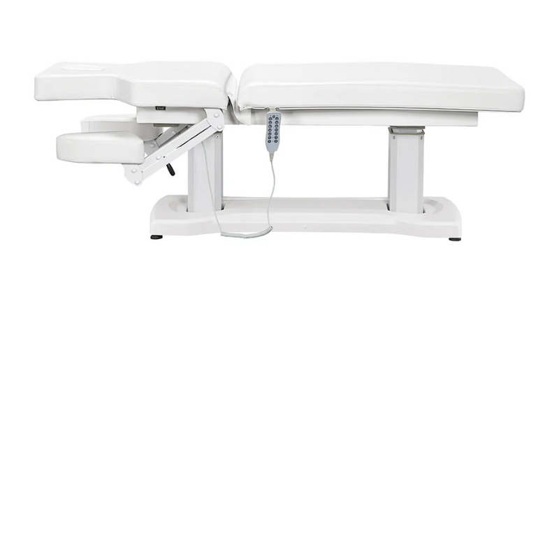 DIR Tranquility 4-Motors Electric Medical Spa Treatment Table In White Fully Reclined With Adjustable Head Rest