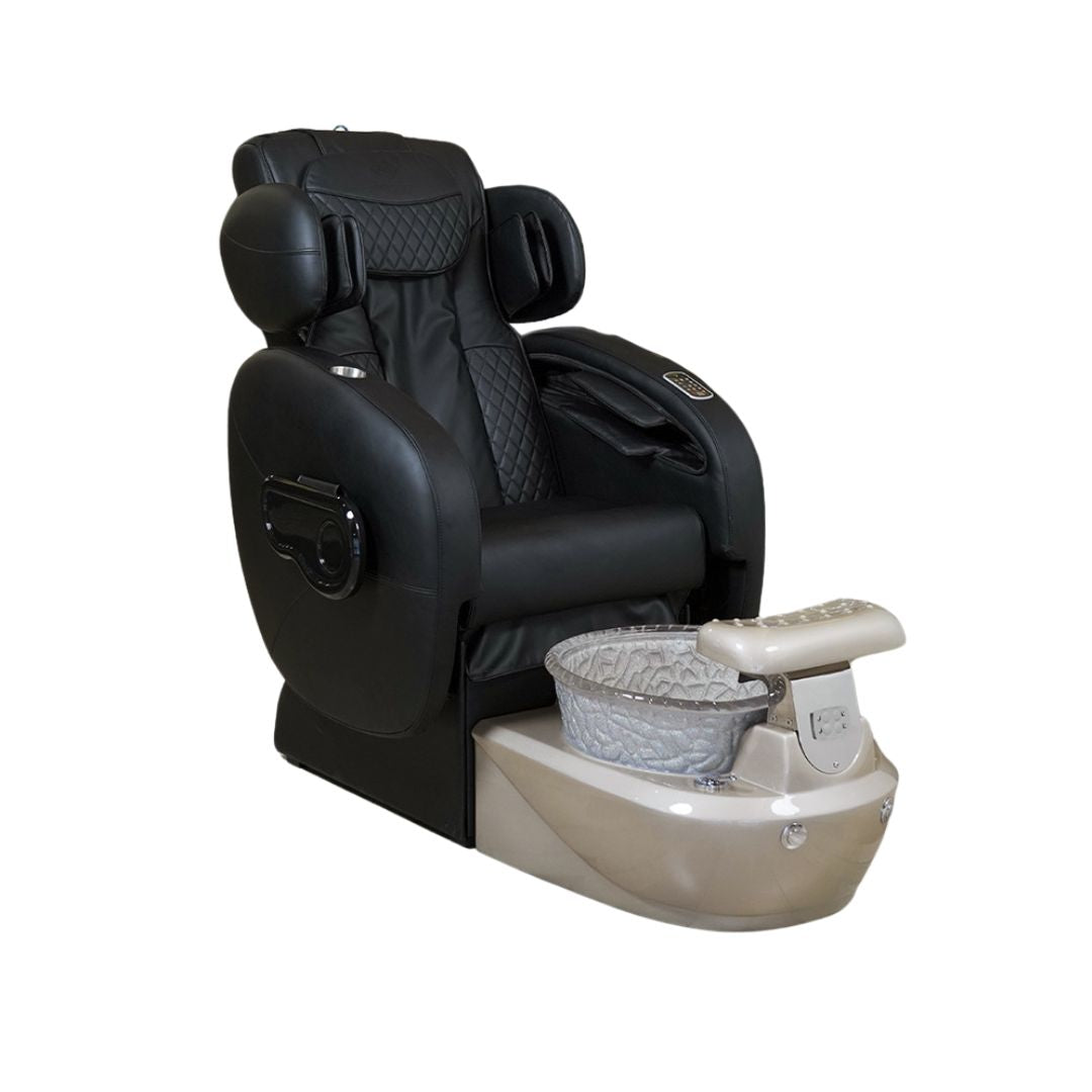 Pedicure Spa Chair - Deluxe (Black | Black | Gold)