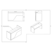 Miami Reception Desk Calcutta Finish In Black with White Marble Modern Design Geometric Rectangle Style 4ft 5ft 6ft or 7ft Wide Dimension Diagram Specification Sheet Measurements