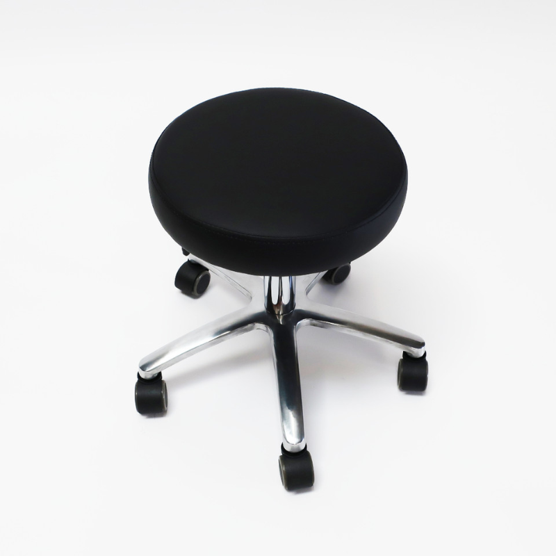 Nail Tech Stool Corte with Low Pump Black Salon Rolling Wheels Stool Chair