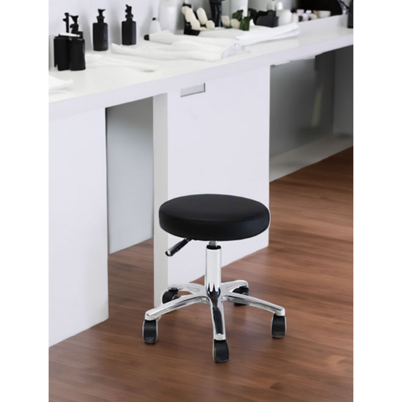 Nail Tech Stool Corte with Low Pump Black Salon Rolling Wheels Stool Chair Salon Display