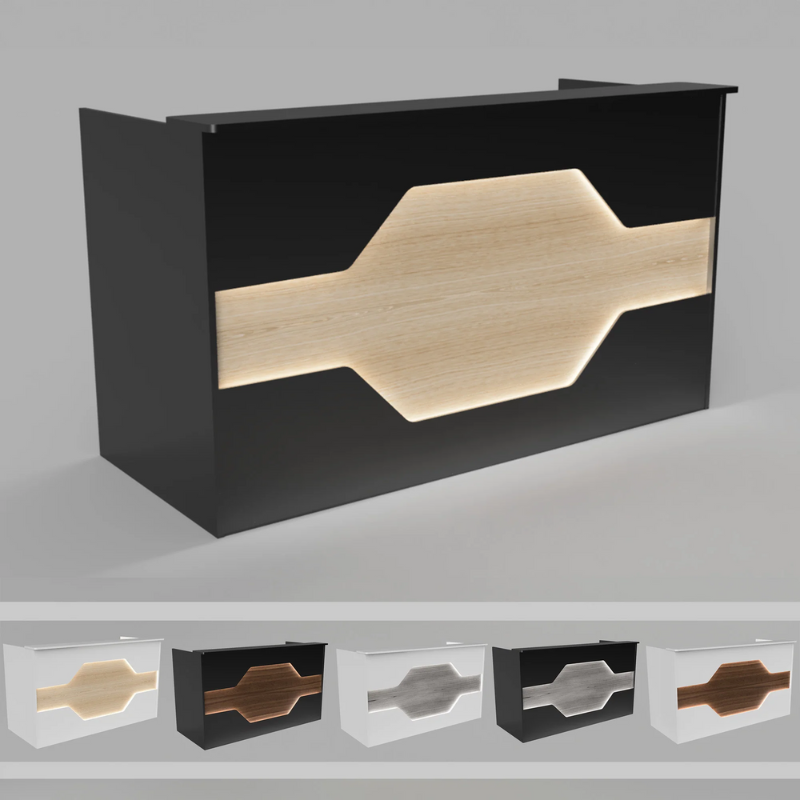 Reception Counter Solution Los Angeles Reception Desk With/Or Without LED Lights Color Varations Options Modern Geometric Style