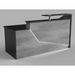 Reception Counter Solutions California Reception Desk with Led Lights Front View In Black and Gray Light Wood Color Modern Rectangle Geometric Style 6 Feet Wide