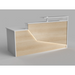 Reception Counter Solutions California Reception Desk with Led Lights Front View In White and Maple Light Wood Color Modern Rectangle Geometric Style 6 Feet Wide