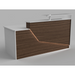 Reception Counter Solutions California Reception Desk with Led Lights Front View In White and Walnut Brown Wood Color Modern Rectangle Geometric Style 6 Feet Wide