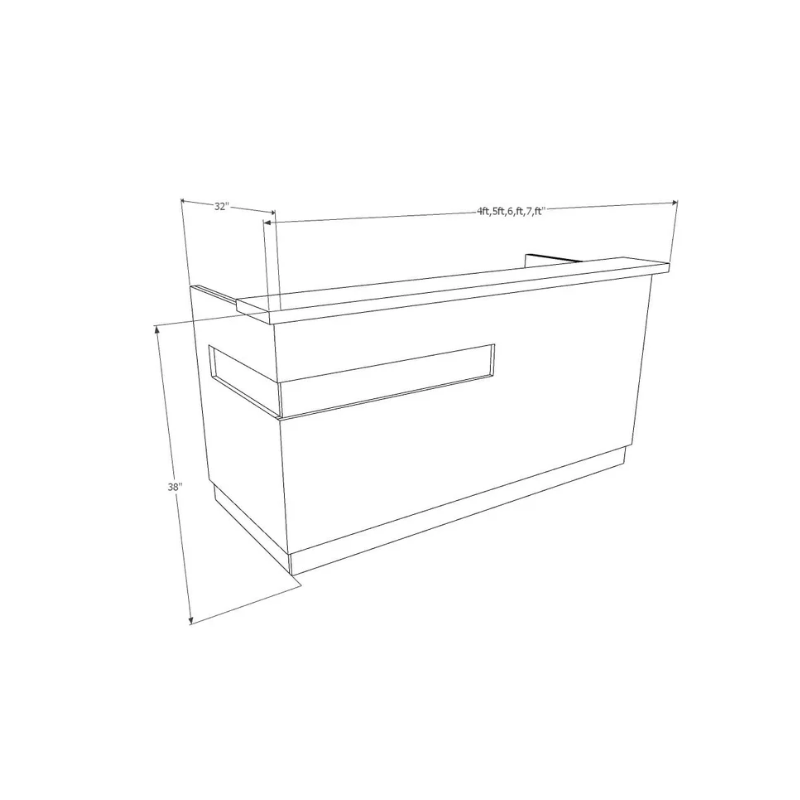 Reception Counter Solutions Maddox White Reception Desk Counter Modern Style Dimension Diagram Specification Sheet Measurements