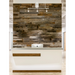 Reception Counter Solutions Maddox White Reception Desk Counter Modern Style Front View Display White Counter with Light Brown Wood Detail Strip and Bottom Wood Border