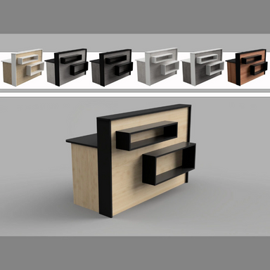 Reception Counter Solutions Madison Reception Desk with Rectangle Shelves Color Variations and Options Geometric Modern Style 4ft 5ft 6ft or 7ft Wide