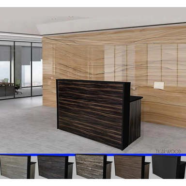 Reception Counter Solutions Malibu Reception Desk Black Border Color Variations and Options Modern Rustic Wood Rectangular Counter Desk 5 Feet Wide
