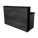 Reception Counter Solutions Malibu Reception Desk Black Border Front View In Scorched Oak Dark Wood Color Modern Rustic Wood Rectangular Counter Desk 5 Feet Wide