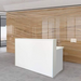 Reception Counter Solutions Malibu Reception Desk White Border Front View Display In White Modern Rectangle Counter 5 Feet Wide