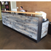 Reception Counter Solutions Memphis Reception Desk - Reclaimed Rustic Wood Reception Desk Front Angle View Rectangular Sales Counter In 4 Feet 5 Feet 6 Feet 7 Feet or 8 Feet Wide