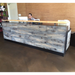 Reception Counter Solutions Memphis Reception Desk - Reclaimed Rustic Wood Reception Desk Front View Rectangular Sales Counter In 4 Feet 5 Feet 6 Feet 7 Feet or 8 Feet Wide