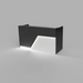 Reception Counter Solutions Miami Reception Desk with Led Lights Modern Style Front Right View In Black and White 4 Feet 5 Feet 6 Feet or 7 Feet Wide