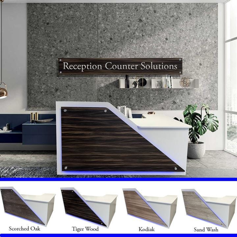 Reception Counter Solutions Newport Reception Desk with Leds Lights Color Varations and Options 