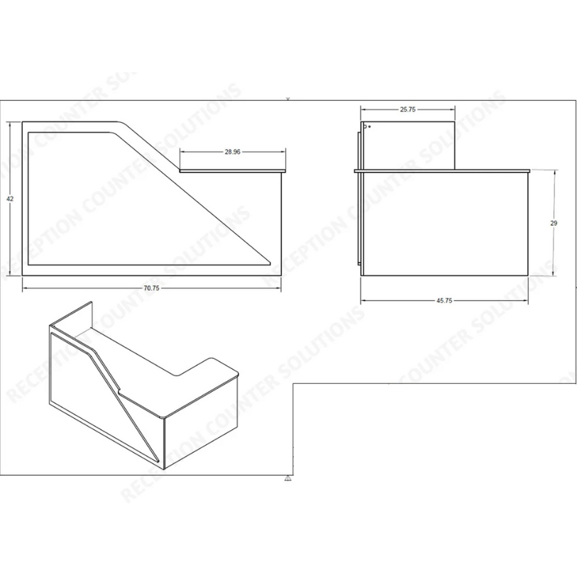 Reception Counter Solutions Newport Reception Desk with Leds Lights Dimensions Diagram Specifications Sheet Measurements